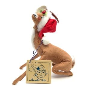 1989 Annalee Dolls Sitting Christmas Santa Hat Reindeer Posable Doll Vintage